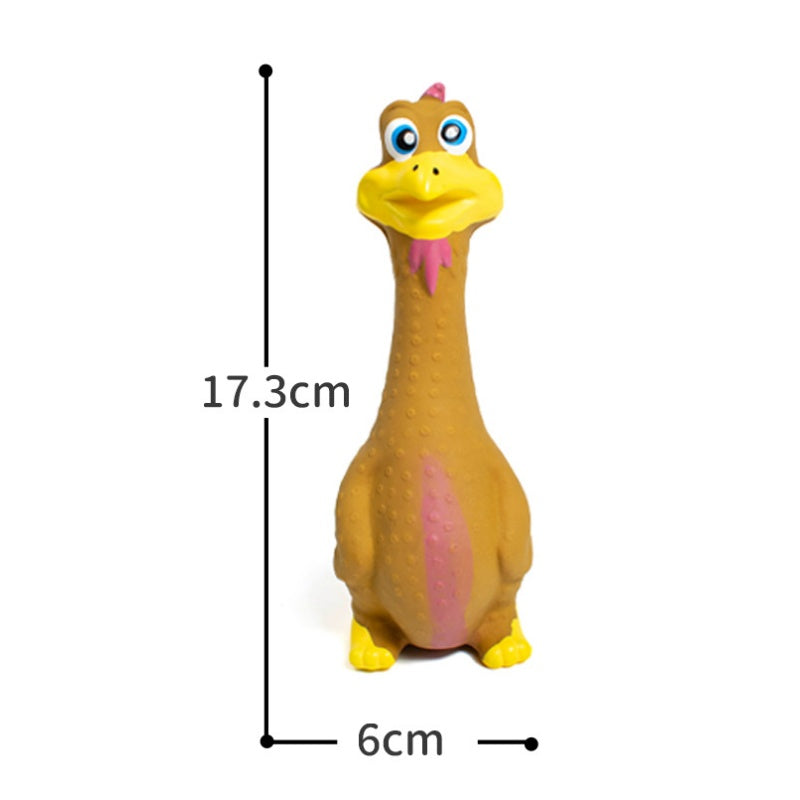 Funny chicken-shaped squeaky pet toy designed for interactive play and everyday dog entertainment.