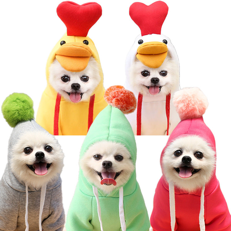 Small dog hooded sweater with a drawstring design for a cute everyday pet outfit.